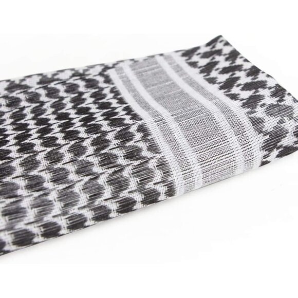 Men Black/White 2pack Military Shemagh Tactical Desert Cotton Kefiyeh Scarf Wrap - Picture 4 of 8